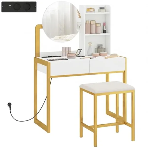HOMCOM Coiffeuse + Tabouret